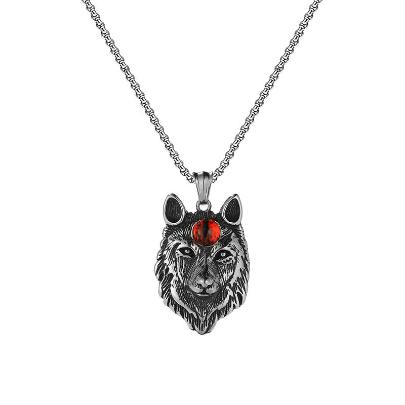 Wholesale Vintage Wolf Head Stainless Steel Necklace