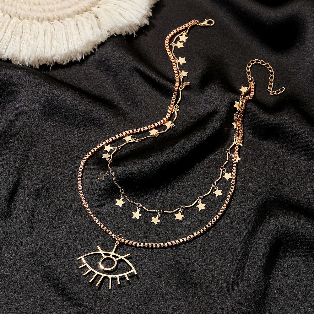 Wholesale Alloy Zhang Double Layer Devil Eye Necklace