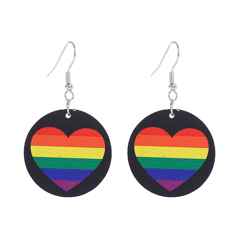 Wholesale Rainbow LGBT Collection Wood Earrings