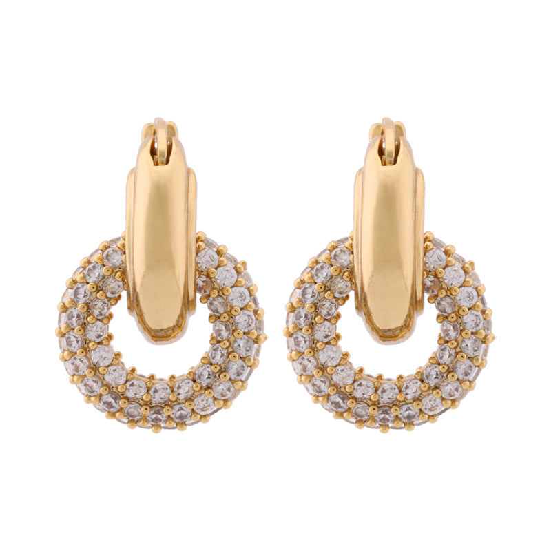 Wholesale Double Round Zircon Detachable Full Diamond Stud Vintage Earrings