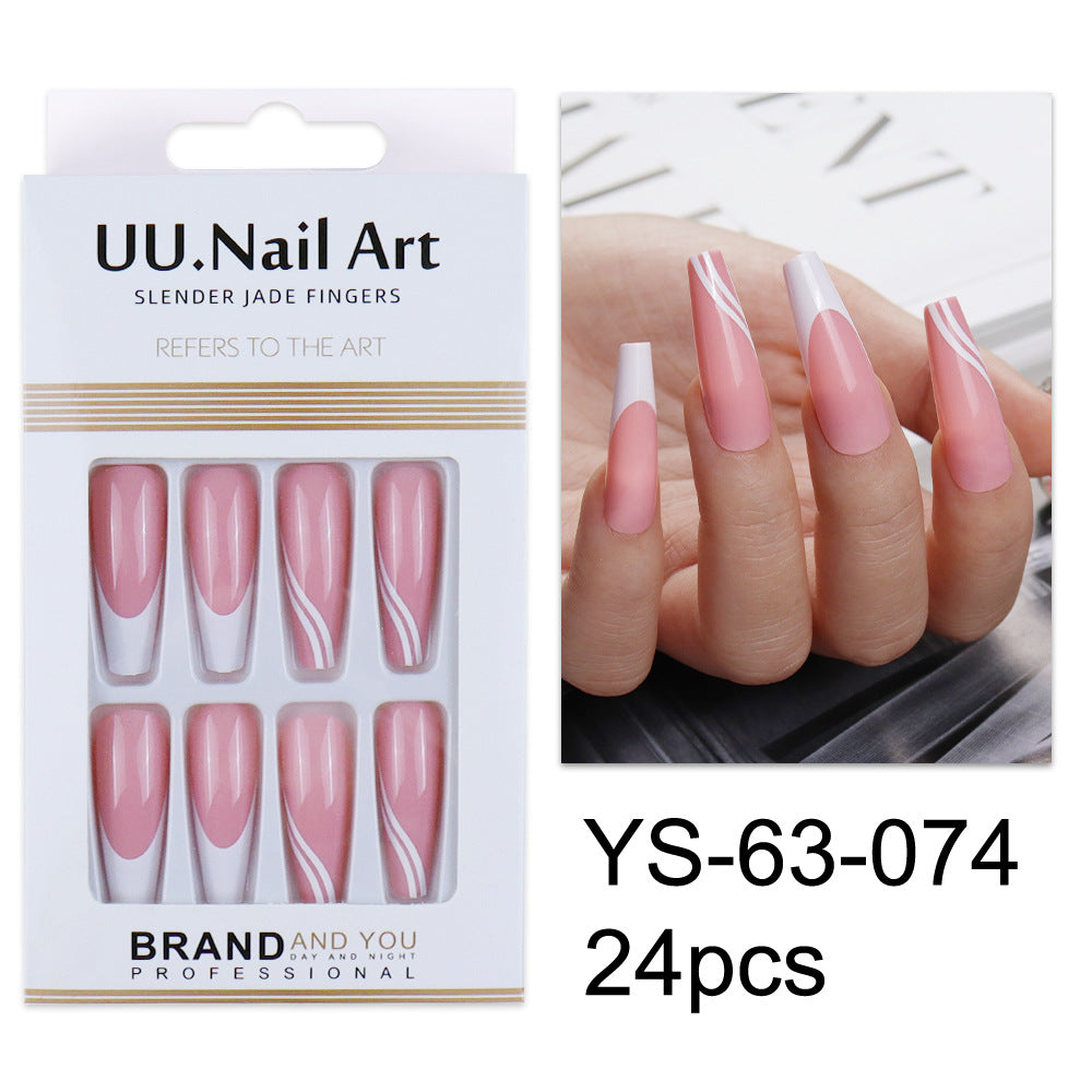 Parches de mejora de uñas largas de plástico de plástico de 24 piezas al por mayor