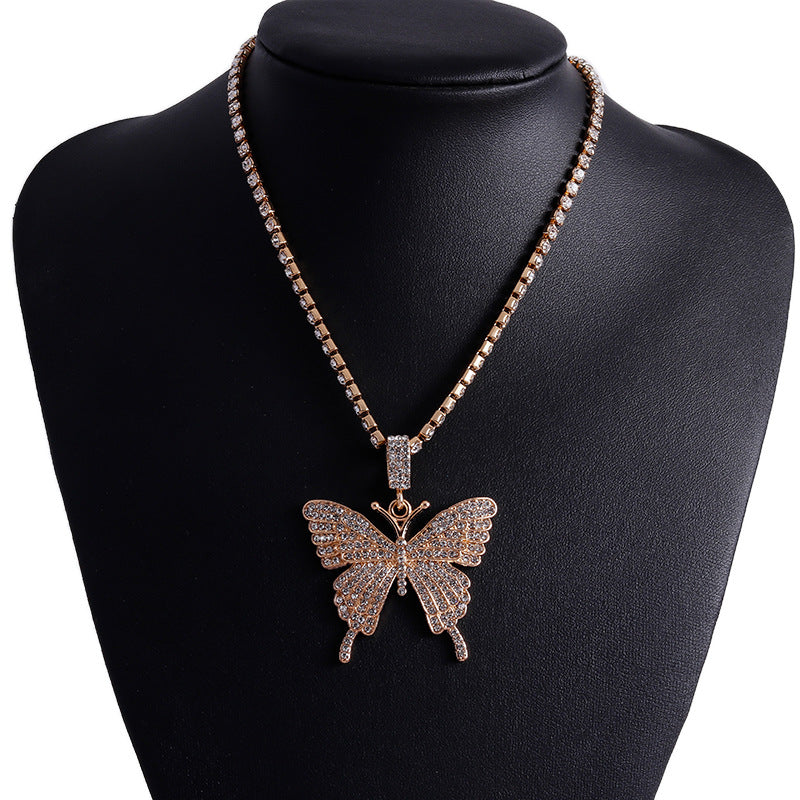 Wholesale Jewelry Alloy Diamond Butterfly Necklace
