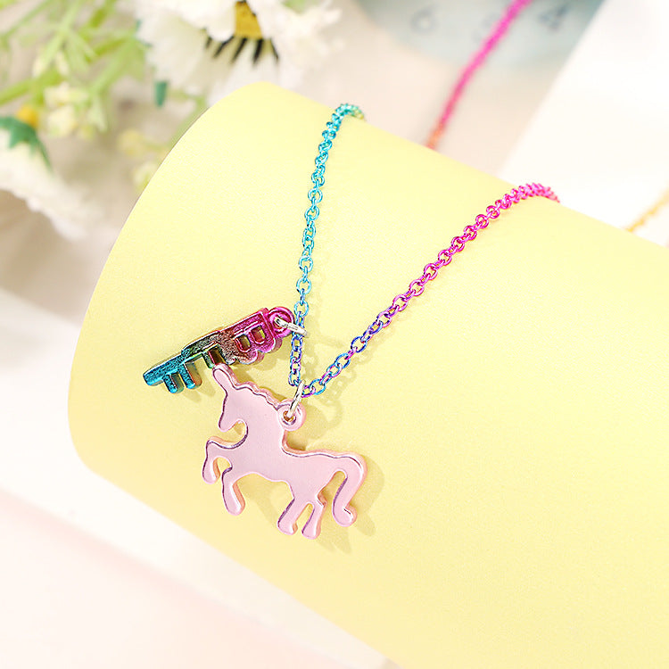 Wholesale Colorful Chain Spray Painted Unihead Alloy Necklaces Set