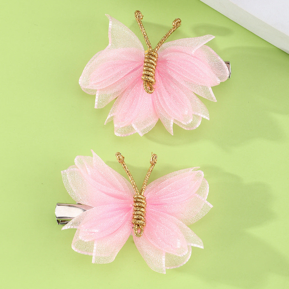 Wholesale Kids Mesh Butterfly Fabric Hair Clips Baby Supplies