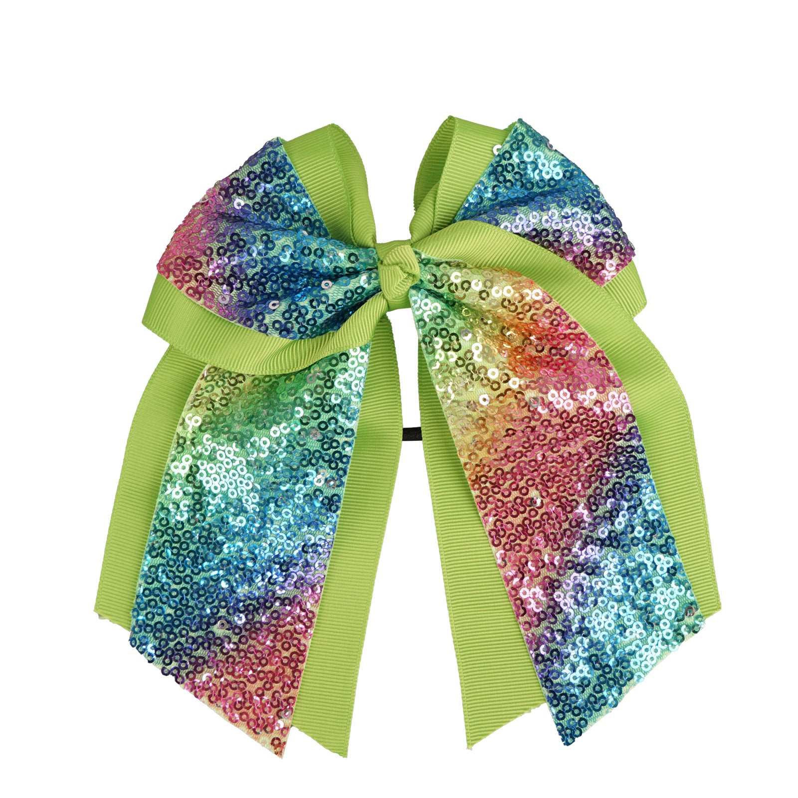 Wholesale 6inch Double Layer Large Swallowtail Sequin Bow Hair Tie