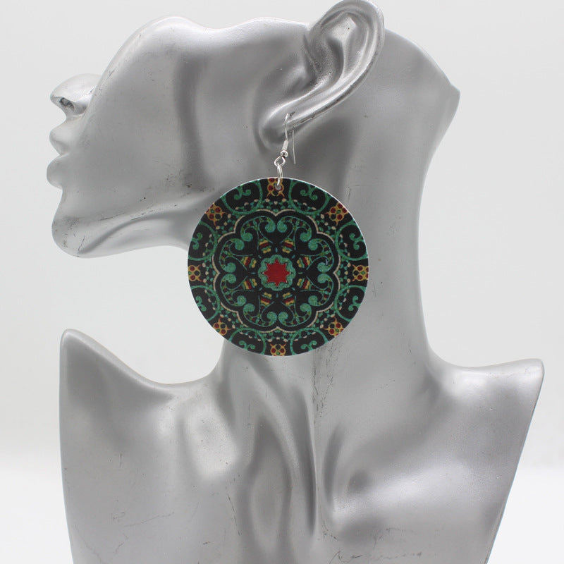 Pendientes De Madera Redondos De Estilo Nacional al por mayor