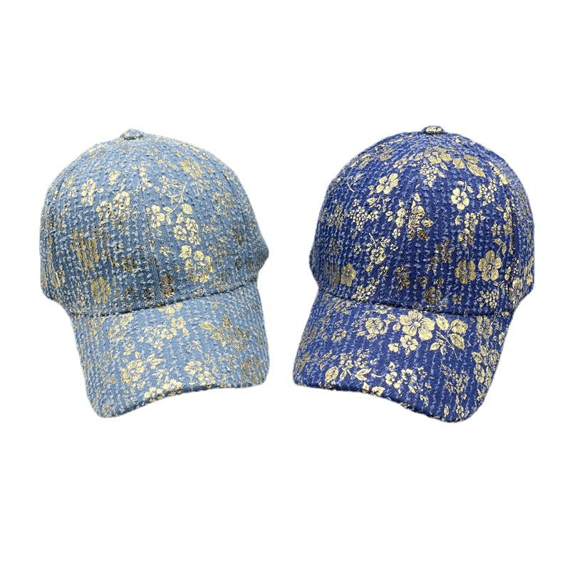 Wholesale Cotton Bronzing Flower Wide Brim Baseball Cap