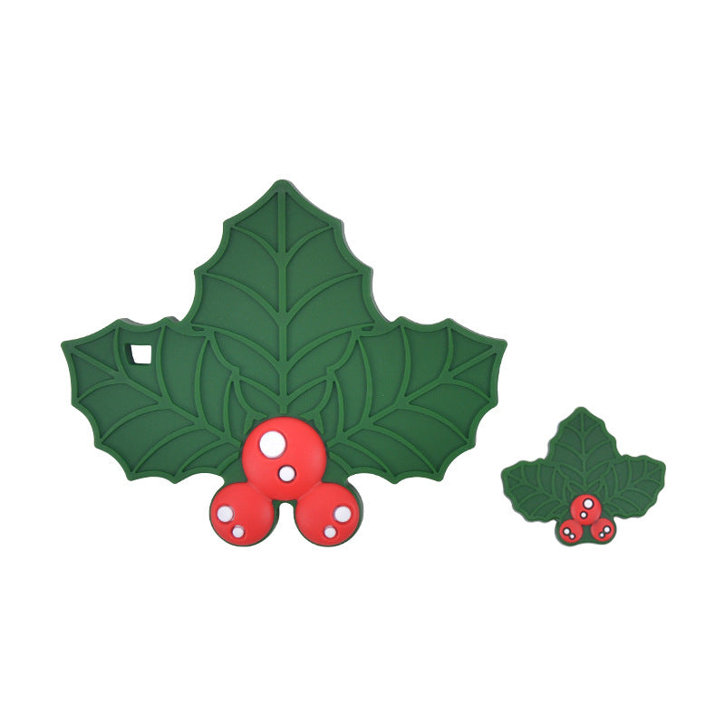 Cuentas de silicona de bebé de Navidad de Navidad verde al por mayor