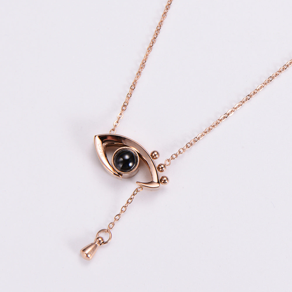 Wholesale Stainless Steel Angel Eyes Necklace