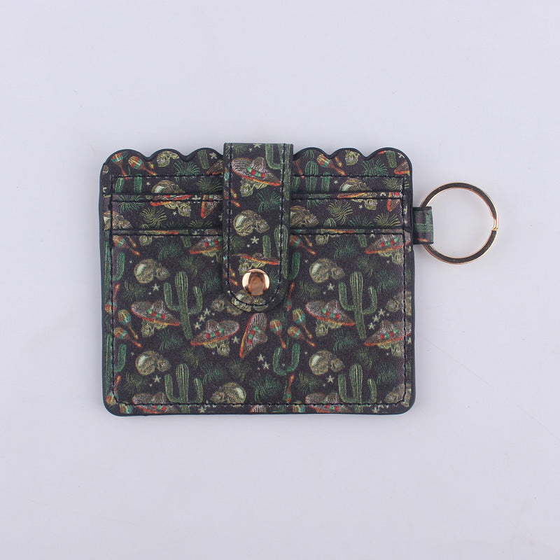 Wholesale Leopard Print Cow Print ID Case PU Leather Card Holder Keychain Coin Purse