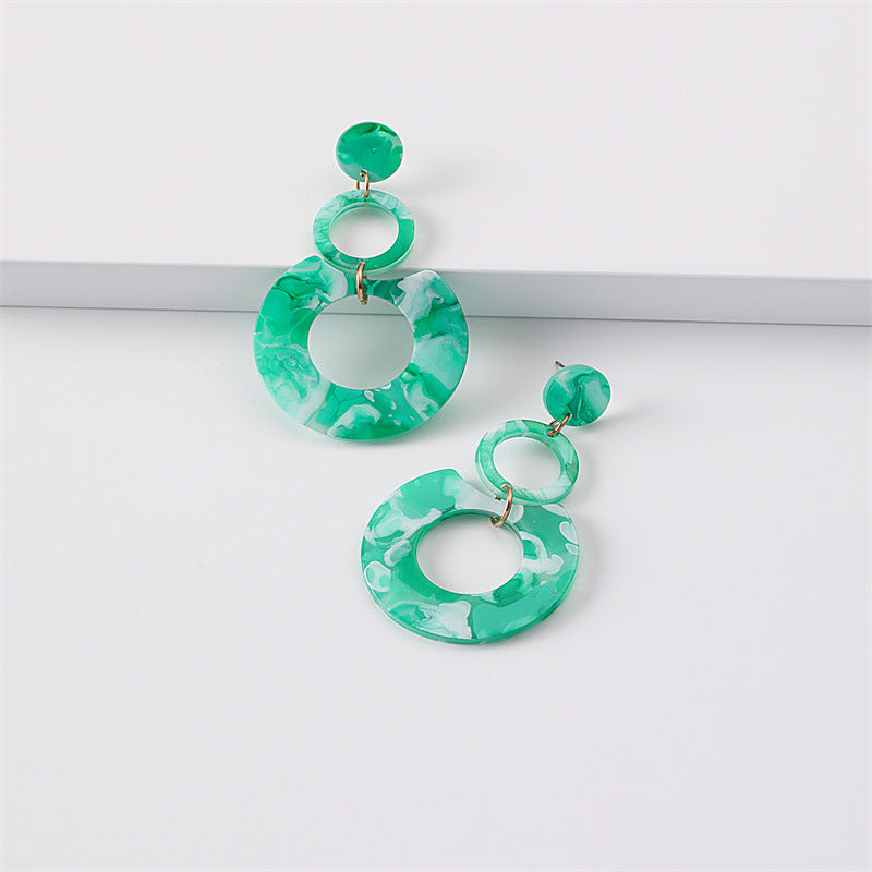 Wholesale Jewelry Round Stitching Acrylic Earrings