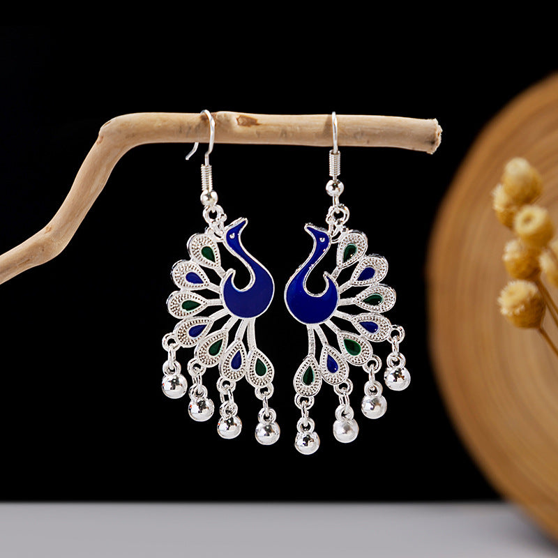 Wholesale Blue Peacock Alloy Earrings