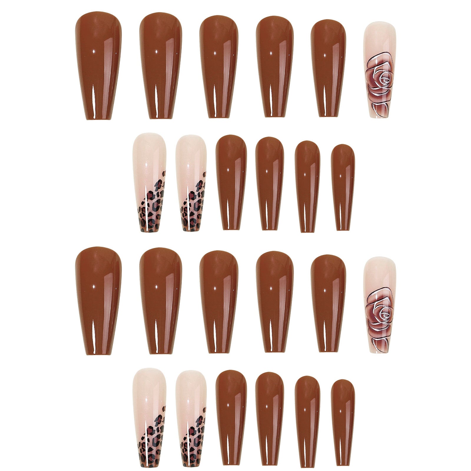Comercio al por mayor Plástico Color Chocolate Estampado de leopardo Nail Art