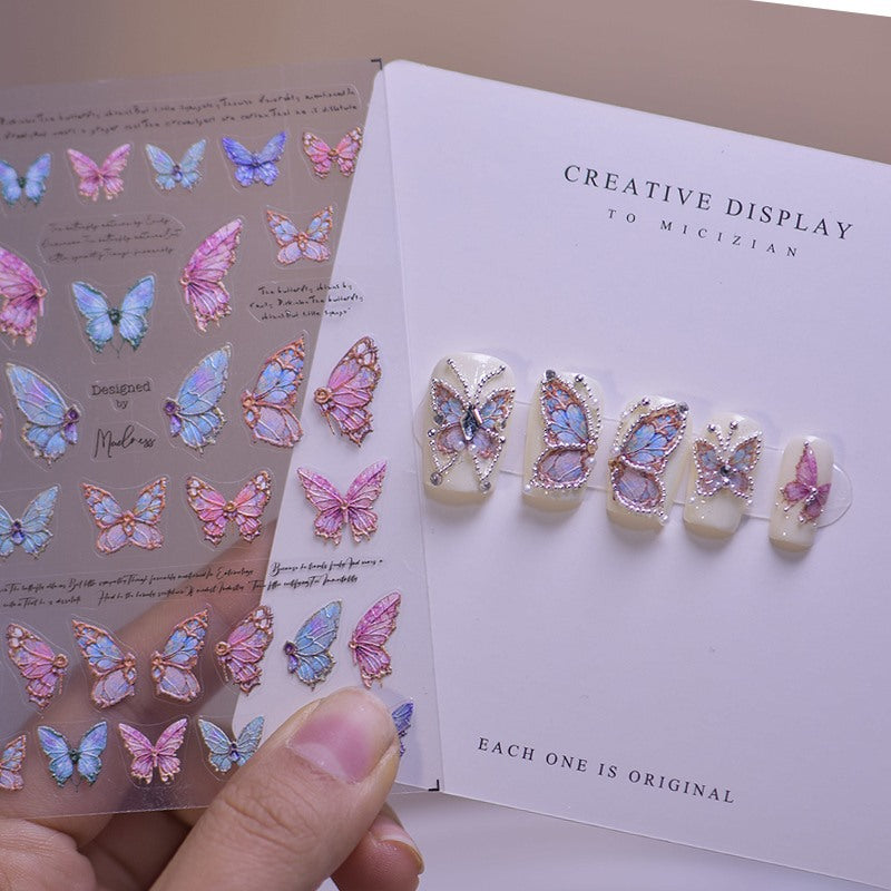Wholesale 3D Stereo Embossed Rose Butterfly Sticker Nail Material Kit