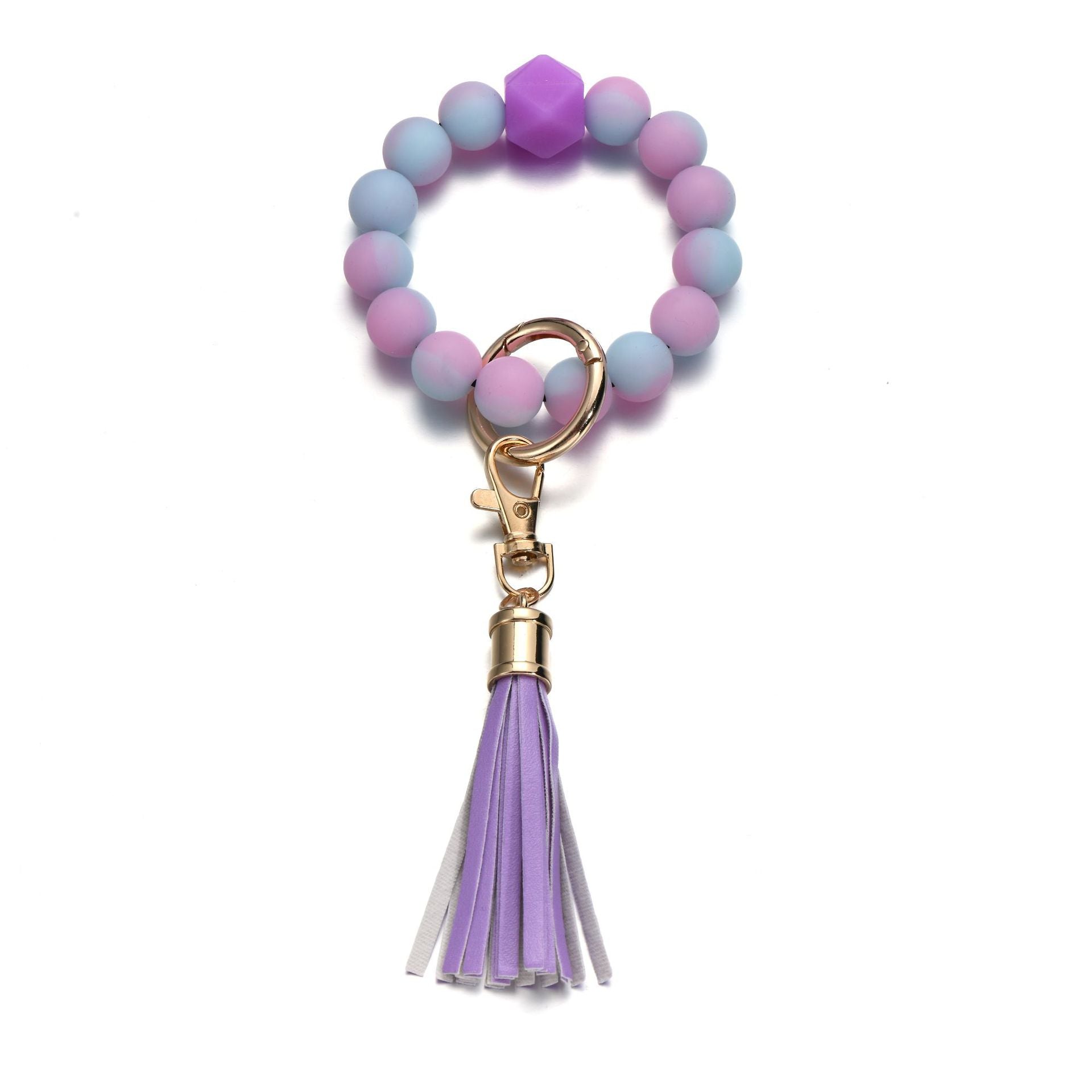 Wholesale Luminous Color Silicone Beaded Tassel Wrist Keychain