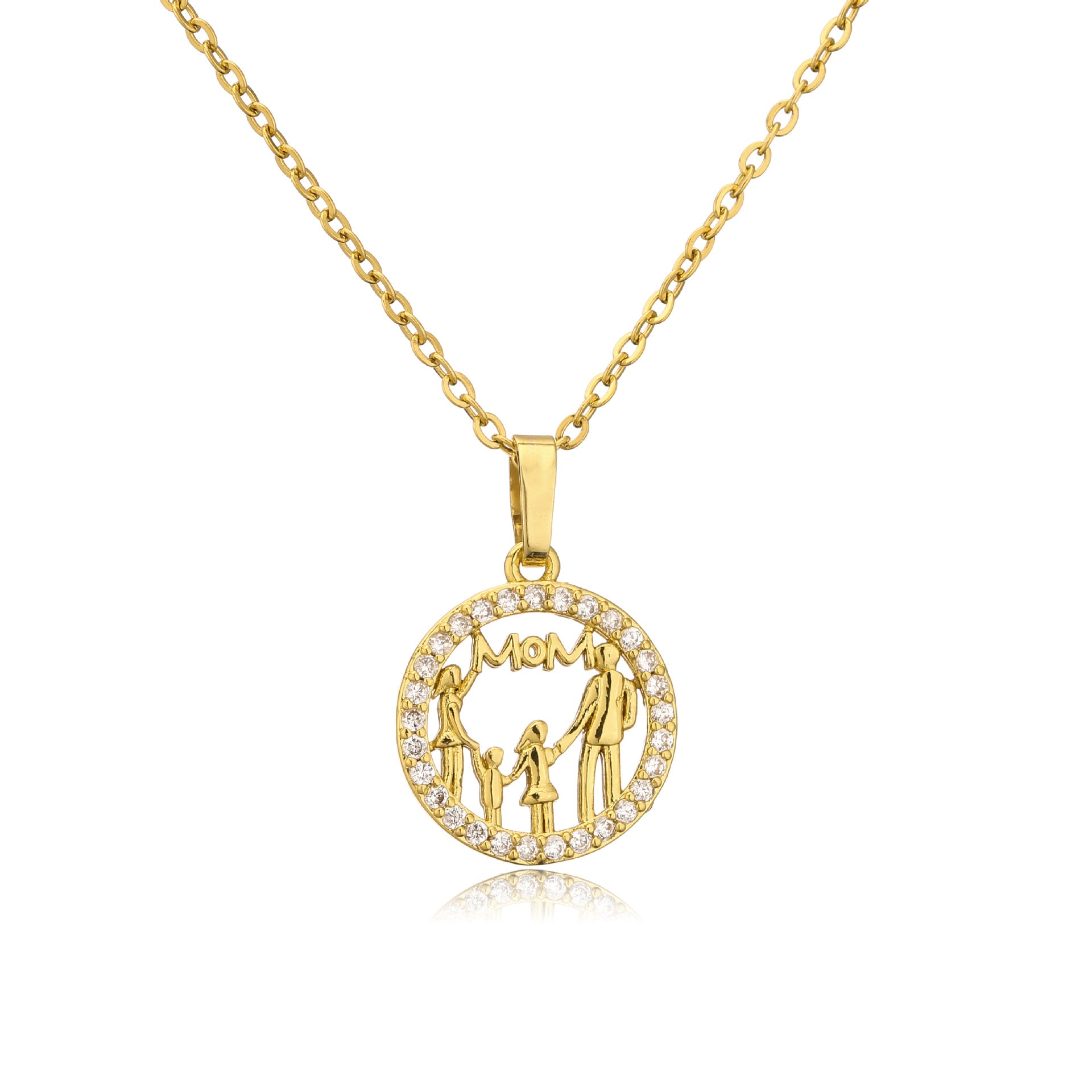 Wholesale Mother's Day Gift Copper 18K Gold Plated Zircon MAMA Necklace