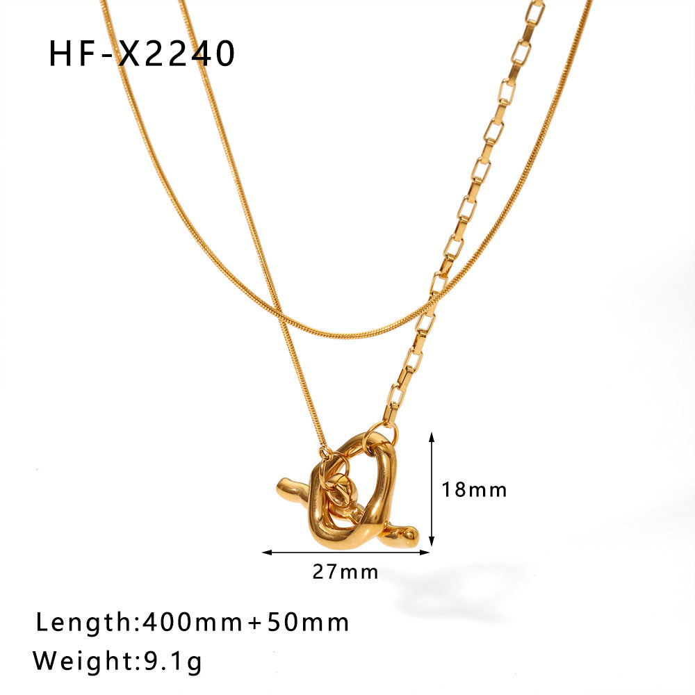 Wholesale Heart Clavicle Chain  Stainless  Steel Necklace