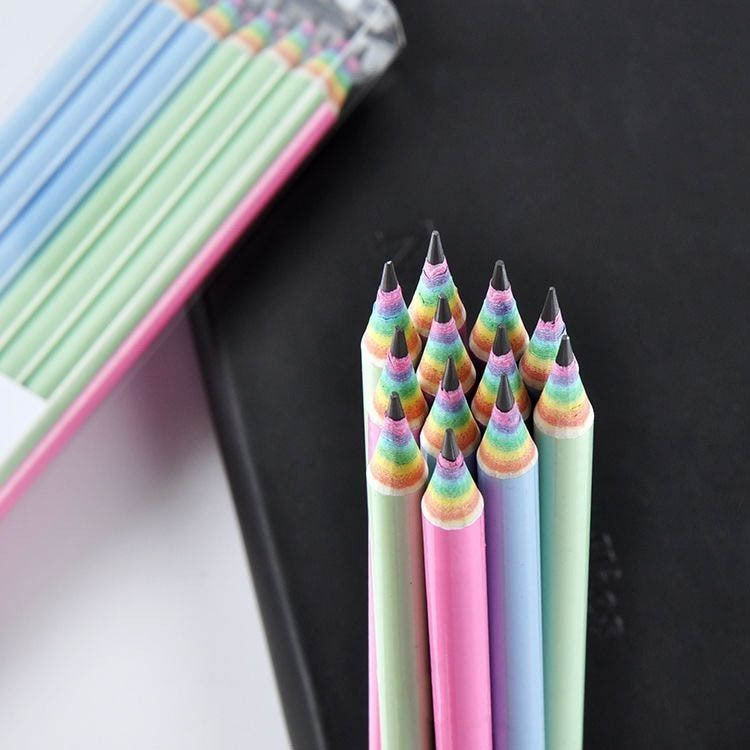 Wholesale 12 Pack Paper Rainbow Pencils