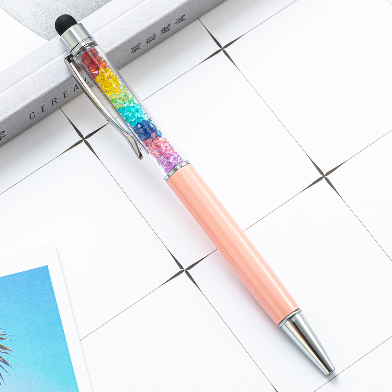 Bolígrafo capacitivo de la pantalla táctil de diamante de color de cristal de metal al por mayor