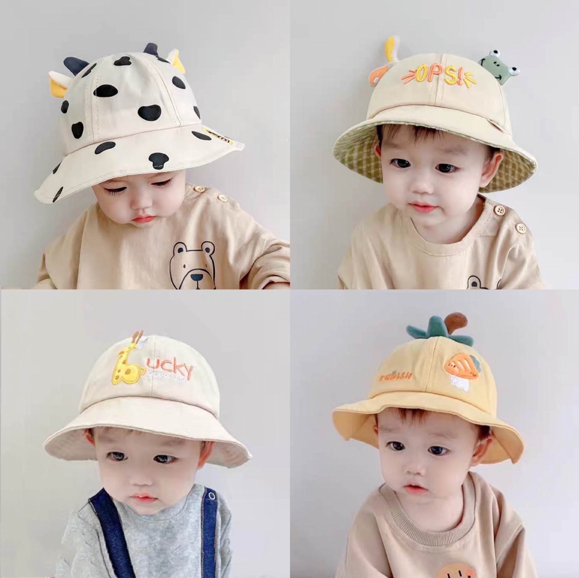 Wholesale Cotton Summer Thin Section Sunscreen Kids Bucket Hat