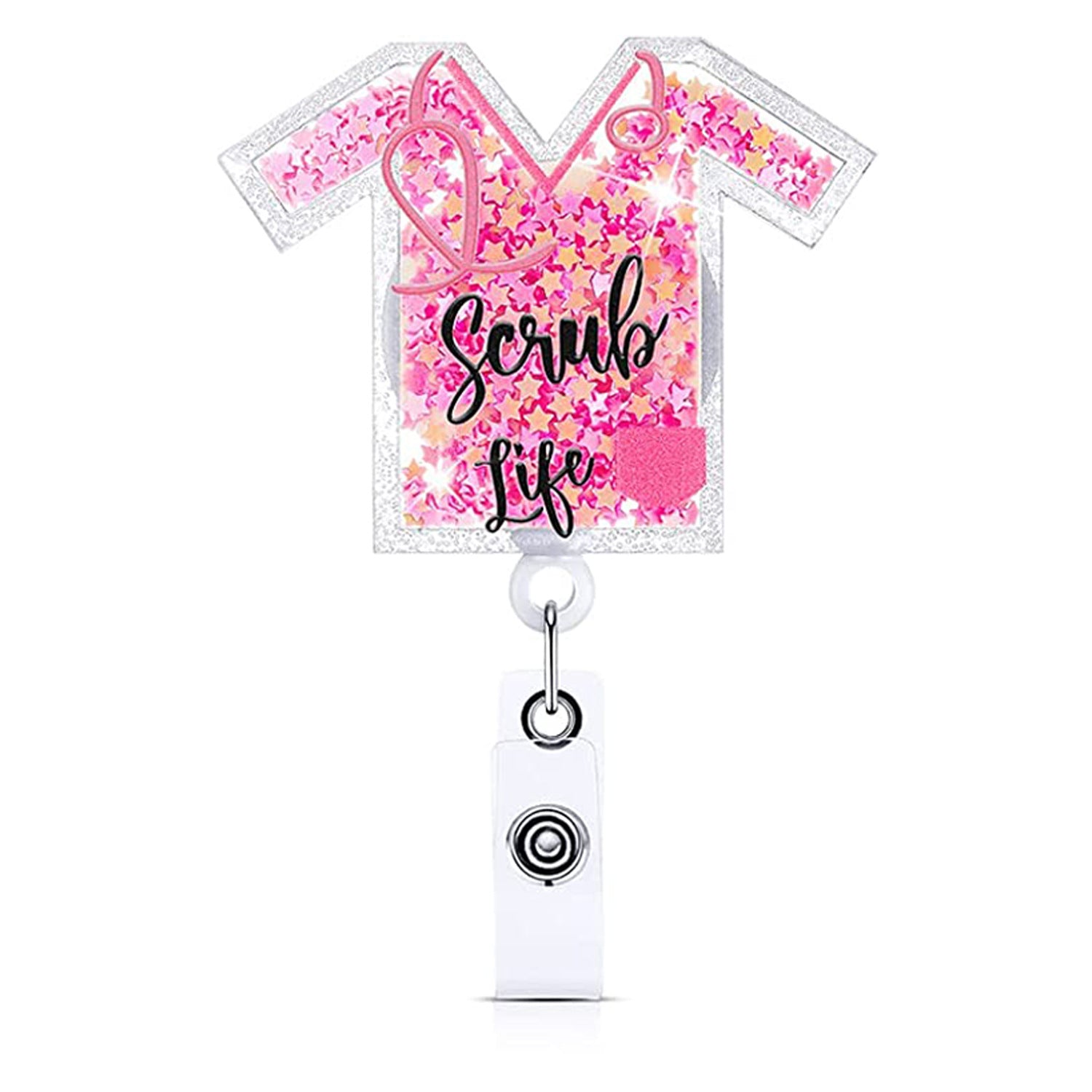 Wholesale Badge Reels ABS Sequin Clothes Nurse Doctor Retractable Keychain