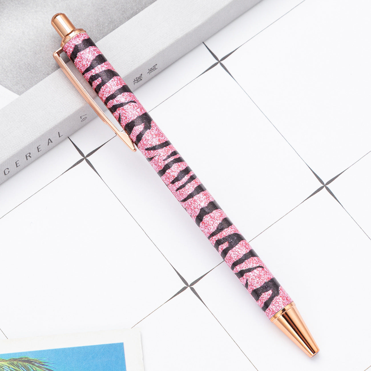 Wholesale Metal Zebra Pattern Gold Powder Bouncing Ballpoint Pen