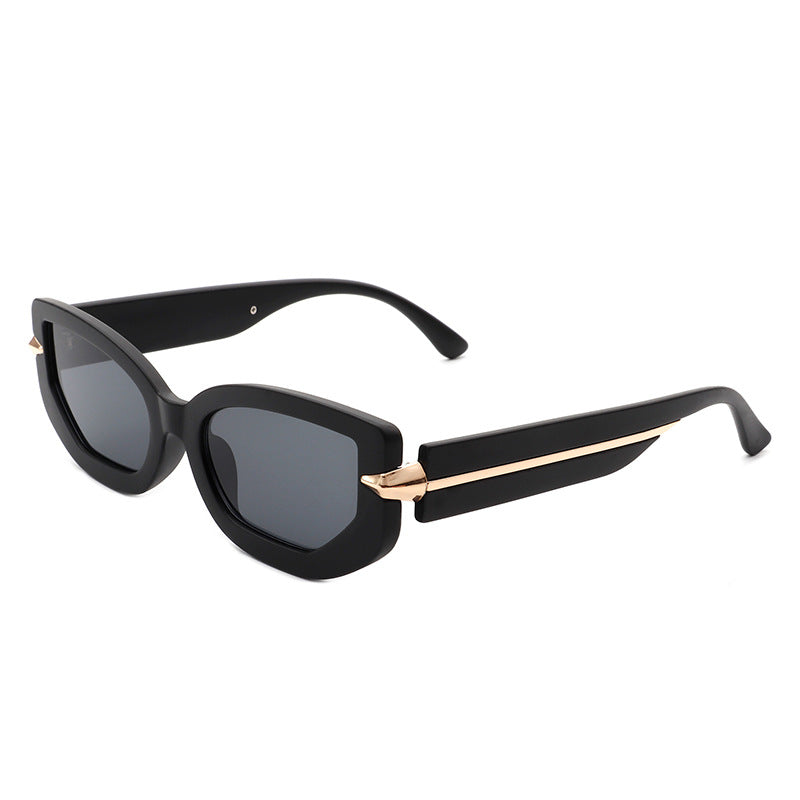 Wholesale PC Small Frame Cat Eye Metal Bar Polygon Sunglasses