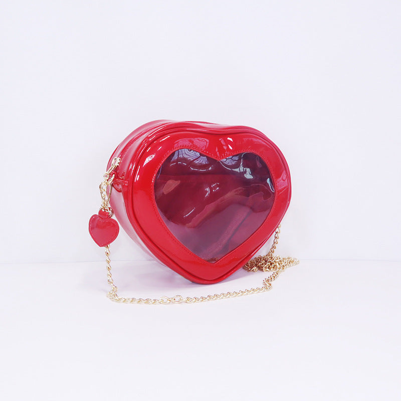 Wholesale PVC Transparent Heart Chain Shoulder Bag