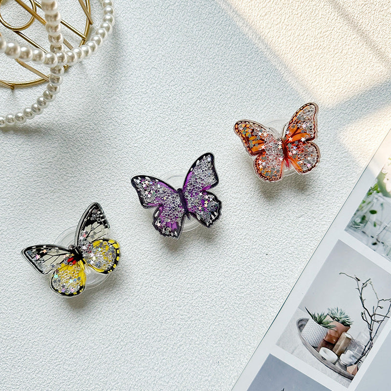 Wholesale Butterfly Quicksand Plastic Mobile Phone Airbag Holder