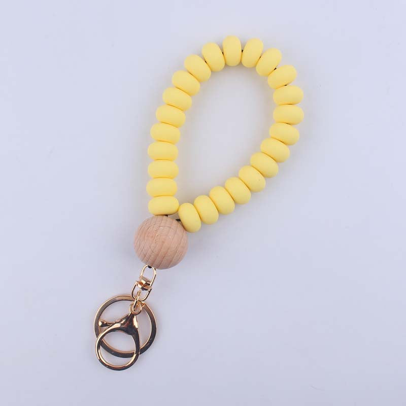 Wholesale Silicone Flat Bead Beaded Wrist Keychain