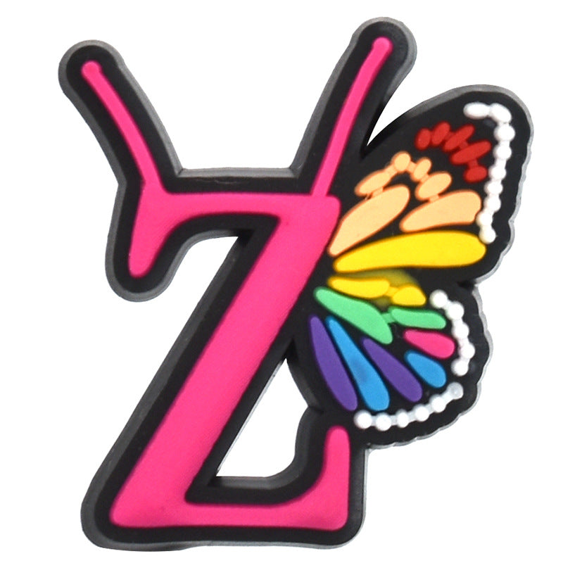 Al por mayor 100 PCS PVC Cartoon Butterfly Alphabet Diy Hebillas