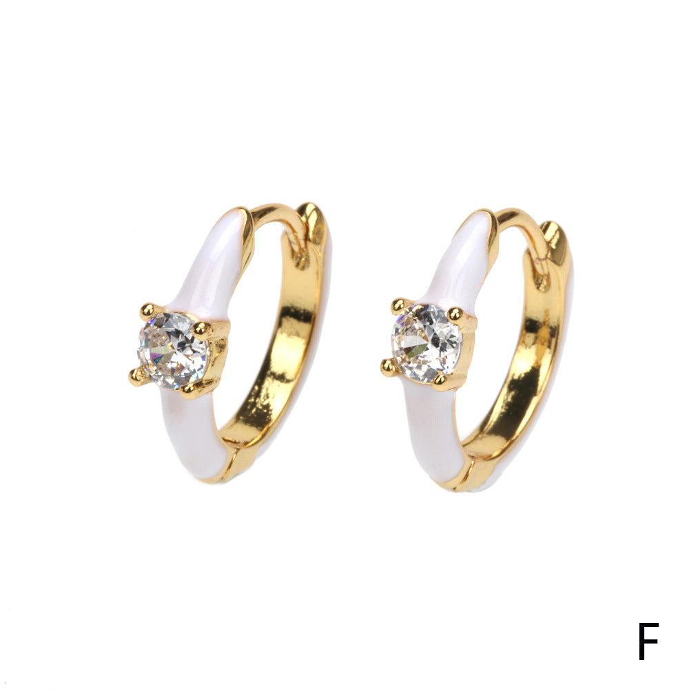 Wholesale Colorful Oil Drip Circle Copper Earrings