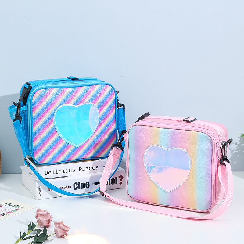 Wholesale Polyester Rainbow Laser Insulation Lunch Bag