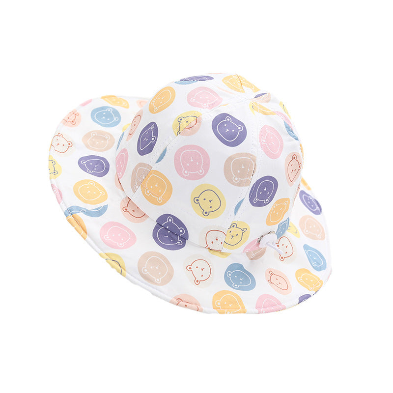 Sombrero de pescador para niños con diseño de osito grande de algodón al por mayor