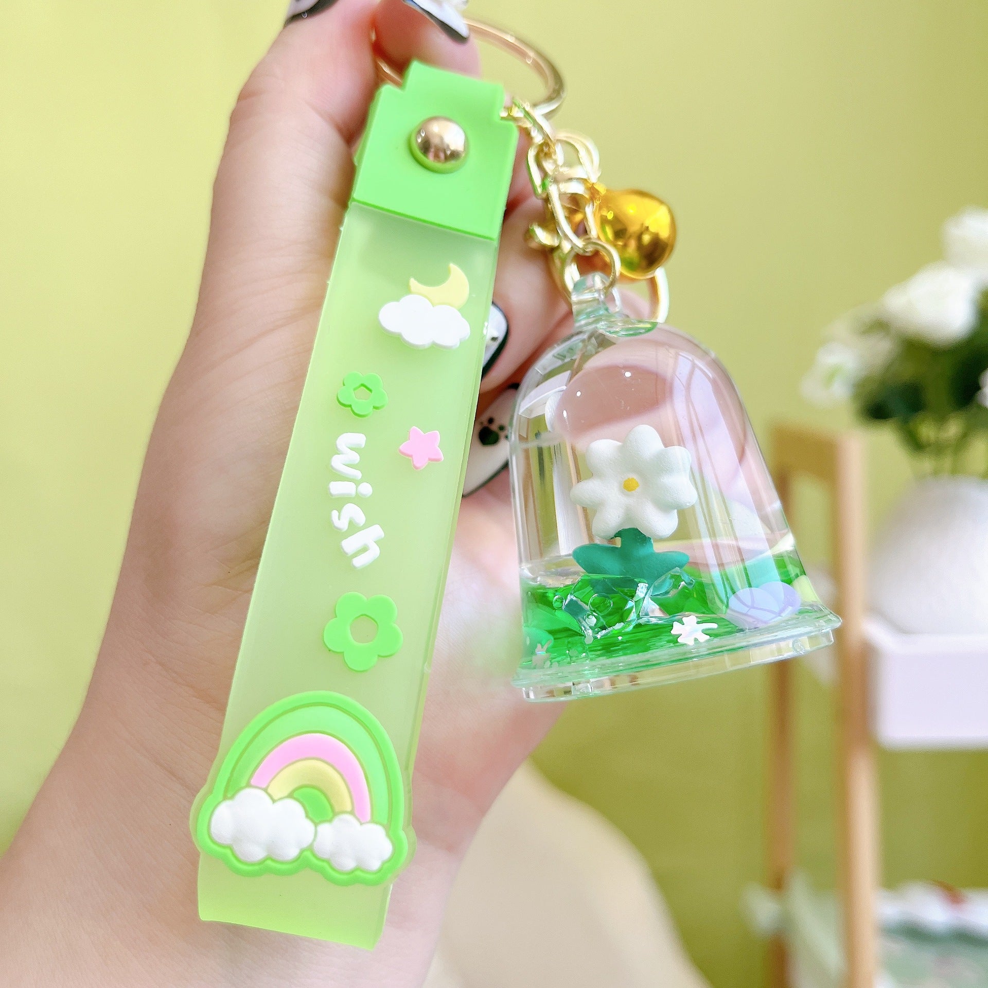 Wholesale Acrylic Oiled Floating Flower Keychain