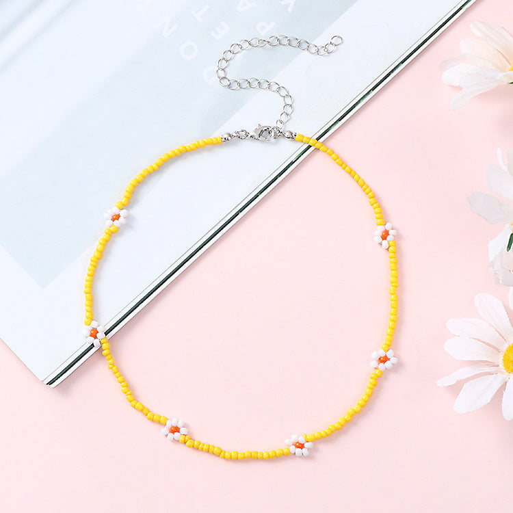 Wholesale Bohemian Daisy Rice Beads Necklaces