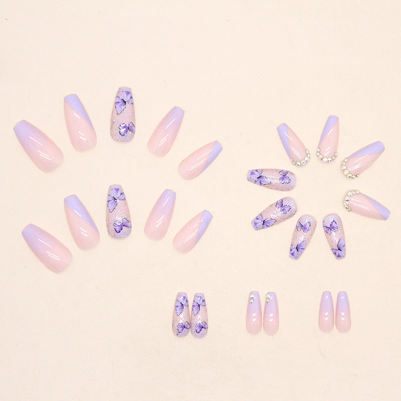 Wholesale Resin Crushed Diamond Ice Cream Taro Purple Butterfly Nail Art