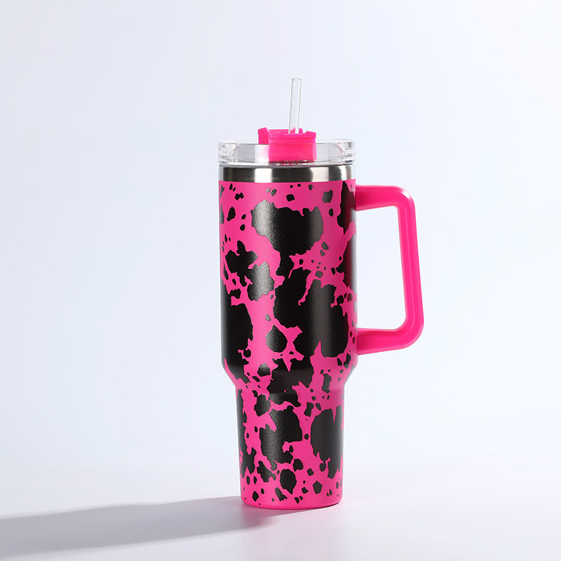 Wholesale Tumbler Ice Bullies Cup  Cow Pattern Thermos Cup Straw Cup 40OZ Car Cup Ice Cup