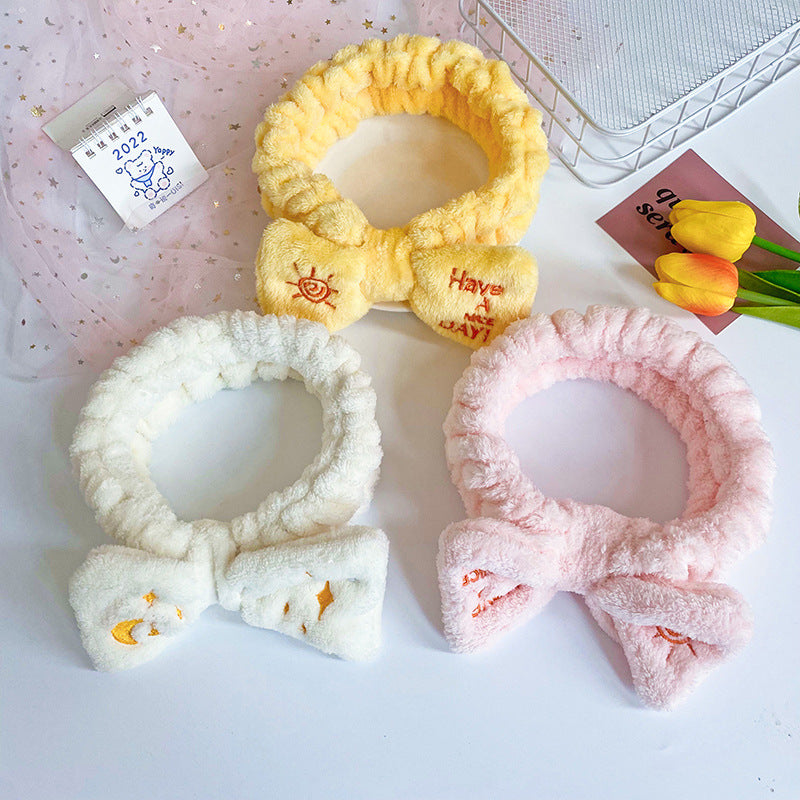 Wholesale Fabric Embroidery Bow Tie Hair Hoop
