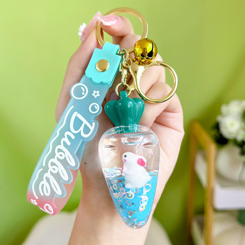 Comercio al por mayor Acrílico Aceitado Conejo Zanahoria Llavero Creativo