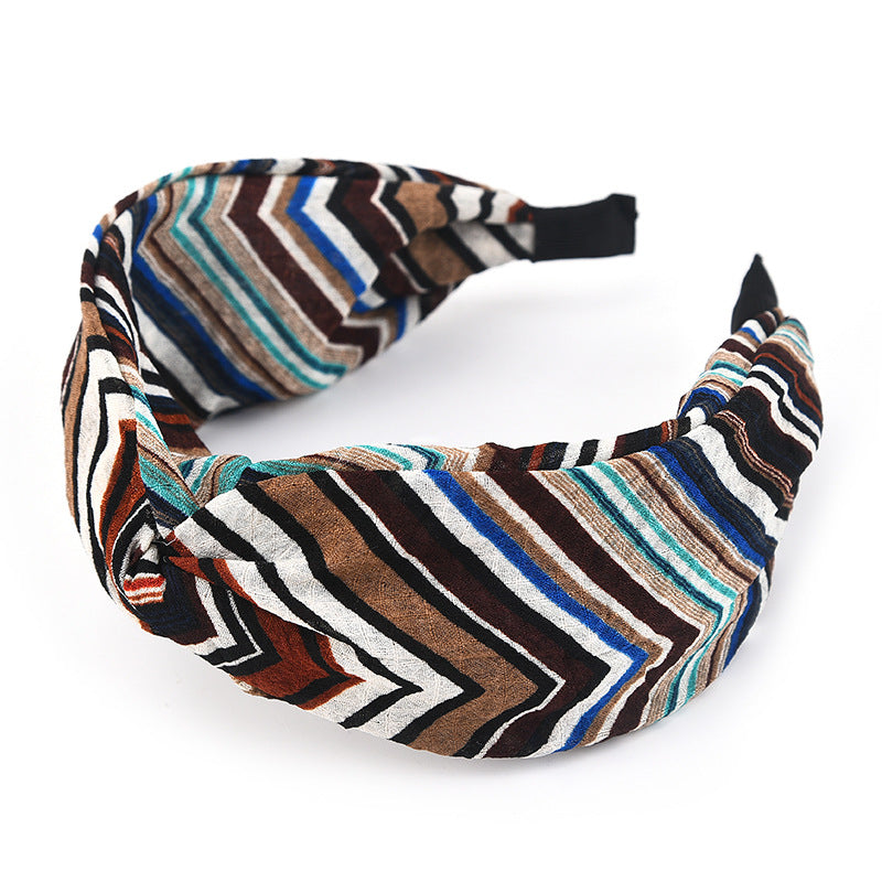 Wholesale Broadband Cross Stripe Fabric Headband