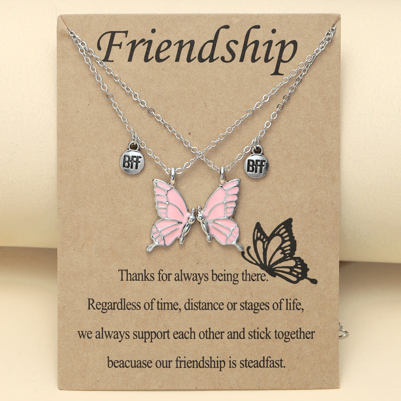 Conjunto de collares de aleación de imanes de mariposa de colores al por mayor