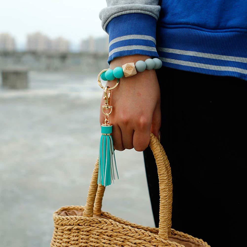 Llavero de muñeca con cuentas de silicona al por mayor