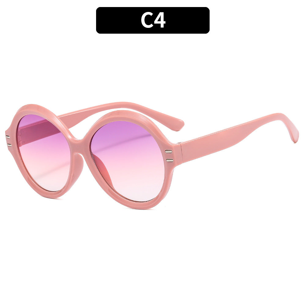 Wholesale Round Frame Pink PC Sunglasses