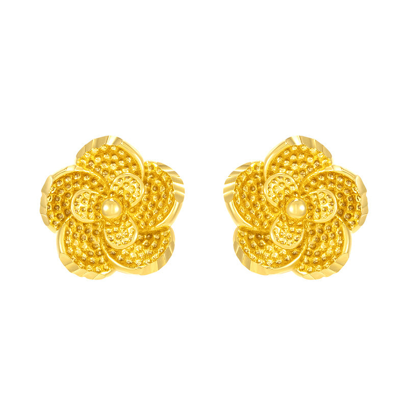 Wholesale Vintage Rose Flower 24K Gold Alloy Earrings