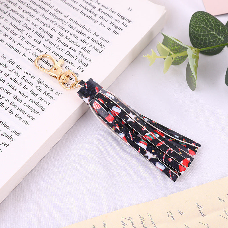 Wholesale PU Pattern Snake Keychain Tassel Pendant