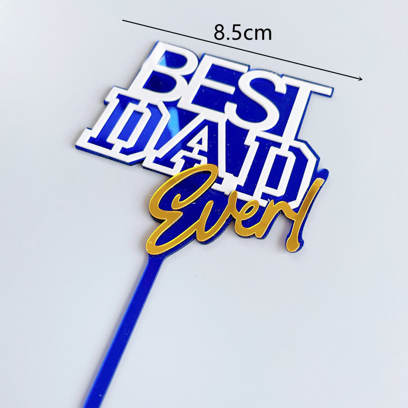 Wholesale 10PCS/PACK Father's Day Happy Acrylic Cake Card Decoration