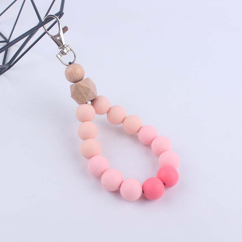 Wholesale Colorful Silicone Beaded Wrist Keychain