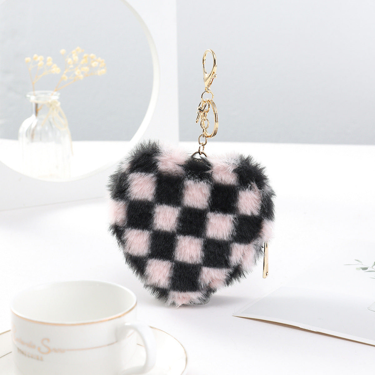 Llavero al por mayor del monedero de la moneda de la felpa del tablero de ajedrez