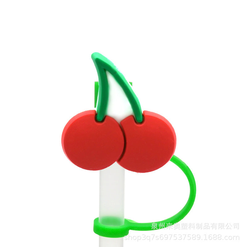 Wholesale 10PCS PVC Cute Fruit Straw Tube Cap